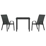 vidaXL Ensemble de salle à manger pour jardin 3 Pièces Noir