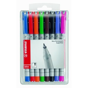 Pochette de 8 Feutre pour Transaprent OHPen encre soluble Pointe superfine STABILO