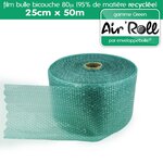 Lot de 20  rouleaux de film bulle d'air recycle largeur 25 cm x longueur 50 mètres - gamme air'roll green de la marque enveloppebulle