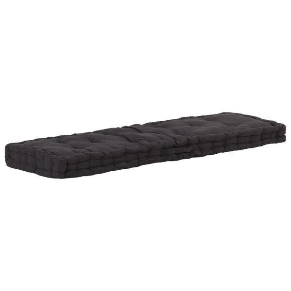vidaXL Coussin de plancher de palette Coton 120x40x7 cm Noir