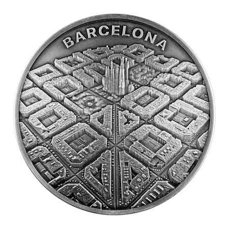 BARCELONA Labyrinth From Drone Eye View 2 Once Argent Coin 2000 Francs Cameroon 2021