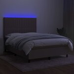 vidaXL Sommier à lattes de lit et matelas et LED Taupe 140x190cm Tissu