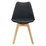 Lot de 2 chaises siège de salle à manger cuisine plastique synthétique hêtre 81 cm noir 03_0002772