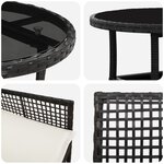 vidaXL Ensemble de Salle à Manger de Jardin 3 Pièces Noir Poly Rotin