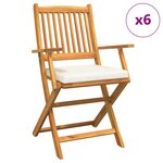vidaXL Chaise pliante avec coussin Pliant 6 Pièces Blanc 49 x 57.5 x 92cm