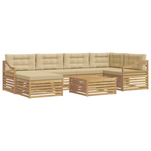 vidaXL Ensemble de canapés d'extérieur 7 Pièces Blanc et Beige