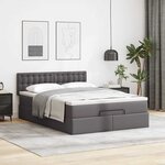 VidaXL Cadre de lit ottoman avec matelas gris 140x190 cm similicuir