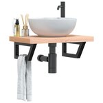 vidaXL Étagère de vasque murale acier et bois massif de hêtre