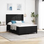 vidaXL Lit à ressorts avec matelas Noir 160 x 200 cm tissu