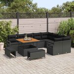 vidaXL Ensemble de canapé de jardin 12 Pièces Noir Poly rotin