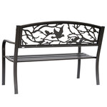 Banc 3 places de jardin terrasse style rural chic 127L x 60l x 85H cm métal époxy anticorrosion brun