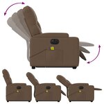 vidaXL Fauteuil inclinable de massage électrique Marron Tissu