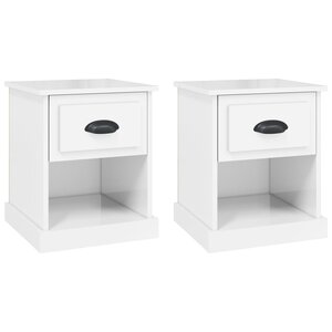 vidaXL Tables de chevet 2 Pièces blanc brillant 39x39x47 5 cm