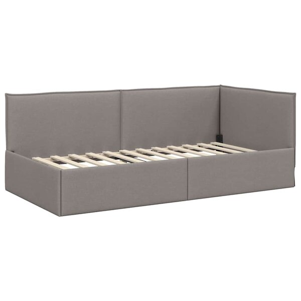 vidaXL Cadre de lit d'angle avec tête de lit Taupe 100 x 200 cm tissu