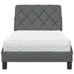 vidaXL Lit avec matelas gris foncé 90x200 cm tissu