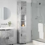 vidaXL Cabinet de salle de bain avec porte Gris béton 30 x 35 x 192 cm