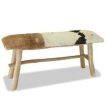 Banc banquette 100 x 30 x 45 cm cuir véritable teck 02_0021262