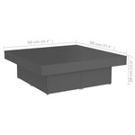 Vidaxl table basse gris 90x90x28 cm aggloméré