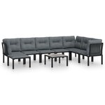 vidaXL Salon de jardin 9 Pièces noir et gris résine tressée