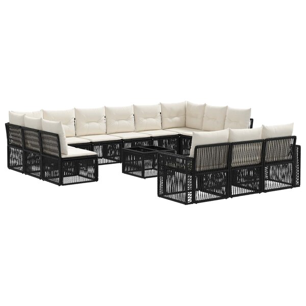 vidaXL Ensemble de canapé de jardin 14 pc Noir et blanc crème