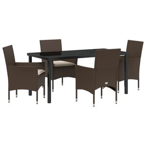 vidaXL Set de salle à manger de jardin 5 pièces avec coussins en polyrotin marron