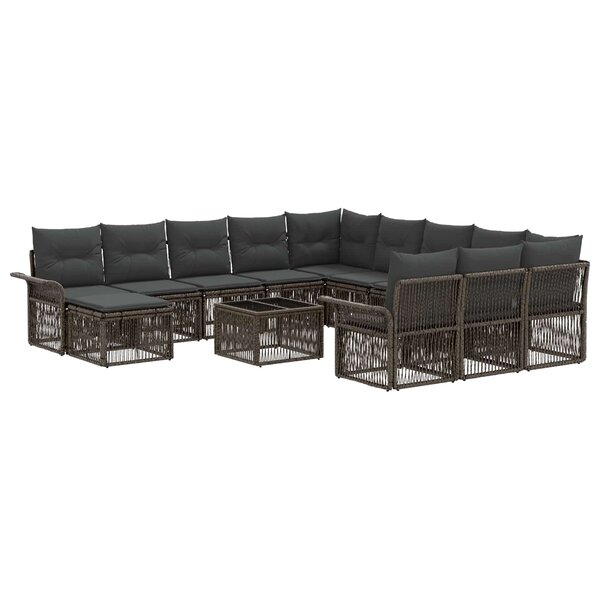 vidaXL Ensemble de canapé de jardin 13 pc Gris et Gris foncé polyrotin