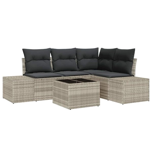 vidaXL Ensemble de canapé de jardin avec coussin 5 Pièces Gris clair