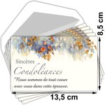 Lot 5 cartes remerciements condoléances +5 enveloppes blanches format 9x14cm
