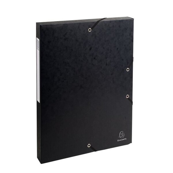 EXACOMPTA - Boite de classement a élastique - Dos 25mm - 24 x 32 - Carte lustrée F.S.C 7/10eme - Noir