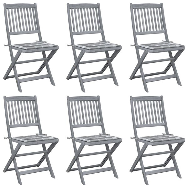 vidaXL Chaises pliables d'extérieur 6 Pièces avec coussins Bois d'acacia
