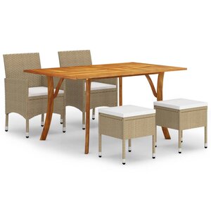 vidaXL Ensemble de salle à manger de jardin 5 Pièces Beige