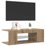 vidaXL Meuble TV avec lumières LED chêne artisanal bois d'ingénierie