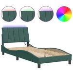 vidaXL Cadre de lit avec LED sans matelas Hanko vert foncé 90x190 cm velours