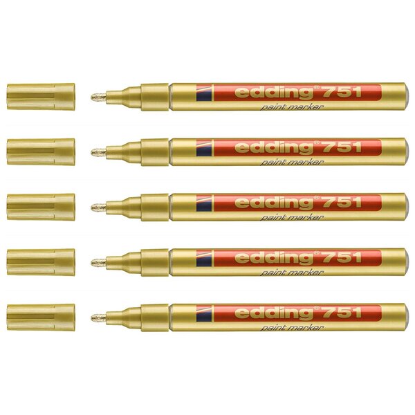 Marqueur Peinture 751 Or Pointe Ronde 1-2 mm x 5 EDDING