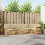 vidaXL Ensemble de canapés d'extérieur 6 Pièces Blanc et Beige