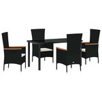 vidaXL Ensemble de salle à manger pour jardin 5 Pièces Noir Poly rotin