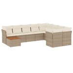 vidaXL Salon de jardin avec coussins 10 Pièces beige résine tressée