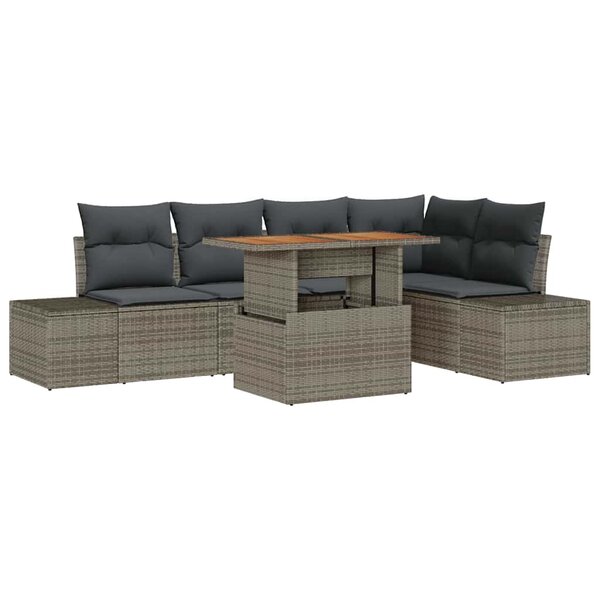 vidaXL Ensemble de salle à manger pour jardin 6 Pièces Gris  Marron