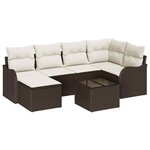 vidaXL Ensemble de canapé de jardin 7 Pièces Marron et blanc Poly rotin