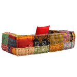 vidaXL Pouf modulaire à 2 places Patchwork Tissu