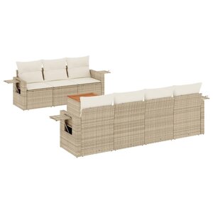 vidaXL Salon de jardin avec coussins 8 Pièces beige résine tressée