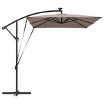 vidaXL Parasol banane à mât déporté Taupe 294 x 200 x 254 cm