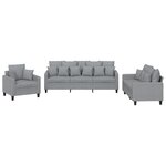 vidaXL Ensemble de canapés 3 Pièces coussins gris clair tissu