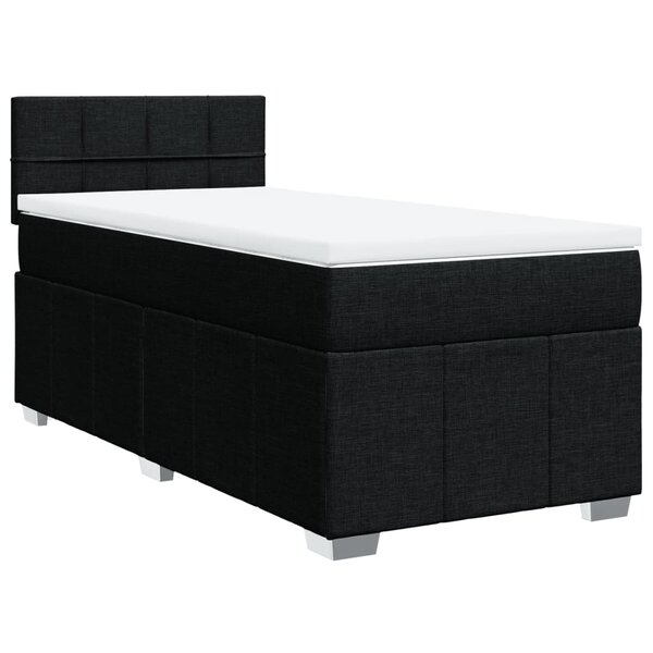 vidaXL Sommier à lattes de lit avec matelas Noir 90x200 cm Tissu