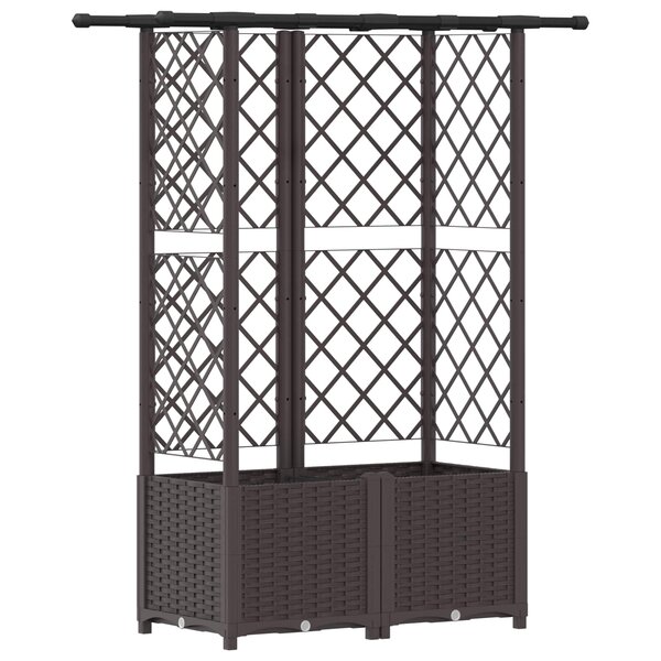 vidaXL Lit Élevé avec Treillis et Toit Marron 124 x 40 x 138 cm PP