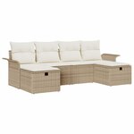 vidaXL Ensemble de canapé de jardin 6 Pièces Beige Poly rotin