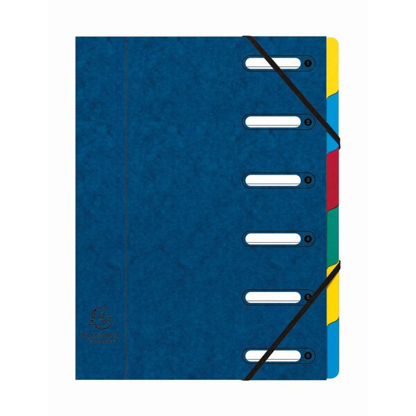 Trieur Harmonika® À Fenêtres Avec Élastiques Véritable Carte Lustrée 6 Compartiments - Bleu - X 8 - Exacompta
