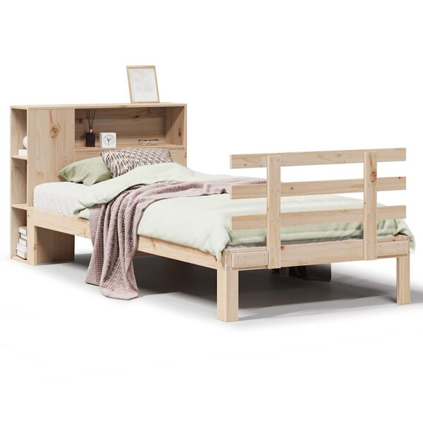 vidaXL Lit bibliothèque sans matelas 90x190 cm bois de pin massif