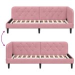 vidaXL Cadre de lit d'angle avec tête de lit Rose 90 x 190 cm Velours