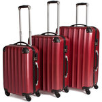 Tectake set de 3 valises trolley rigides - abs - rouge
